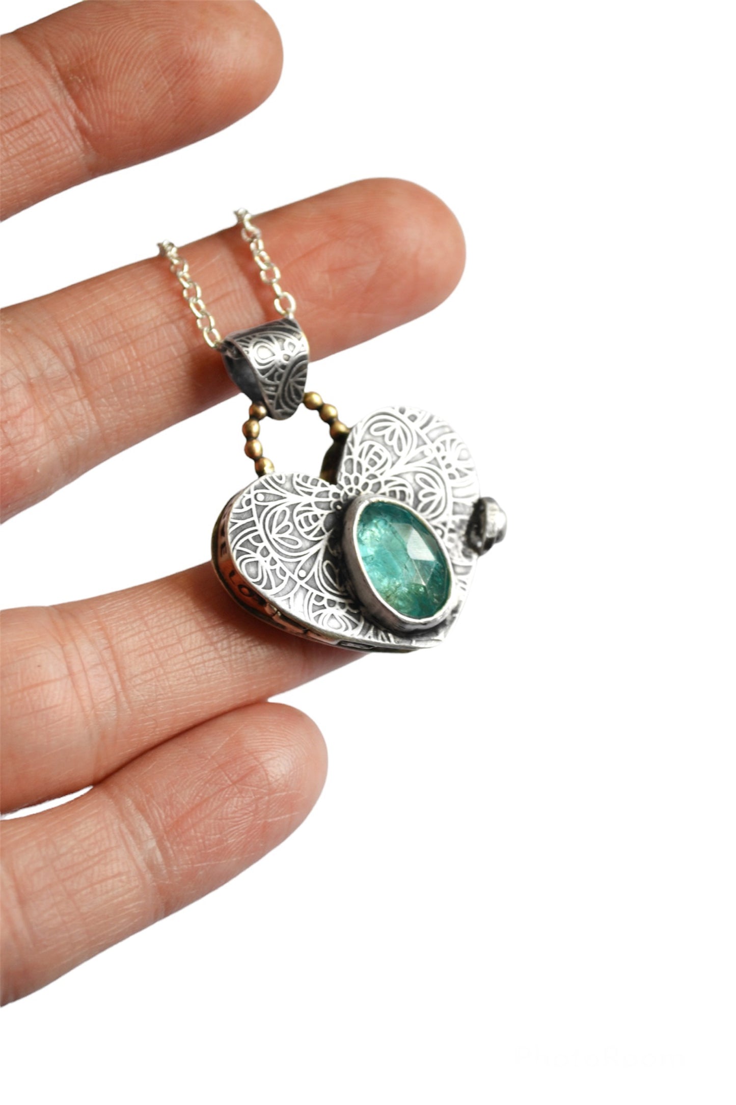 Heart locket with Apatite