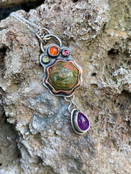 Unakite sun pendant