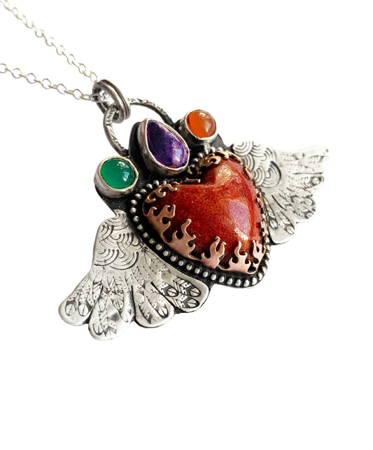 Winged heart pendant