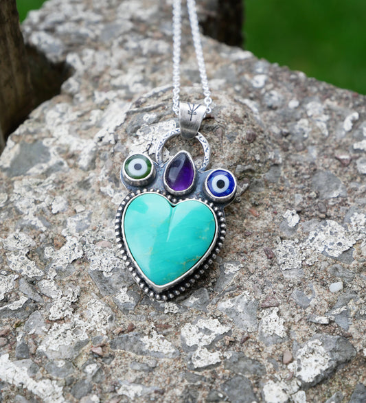 Let love rule turquoise pendant