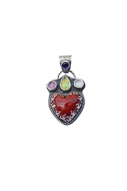 Flaming heart pendant