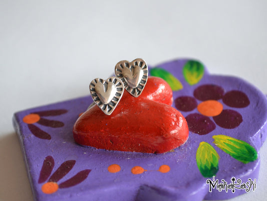 Heart stud earrings Handmade