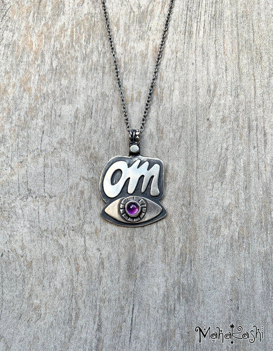 Om pendant with Amethyst,Third Eye and Om symbol