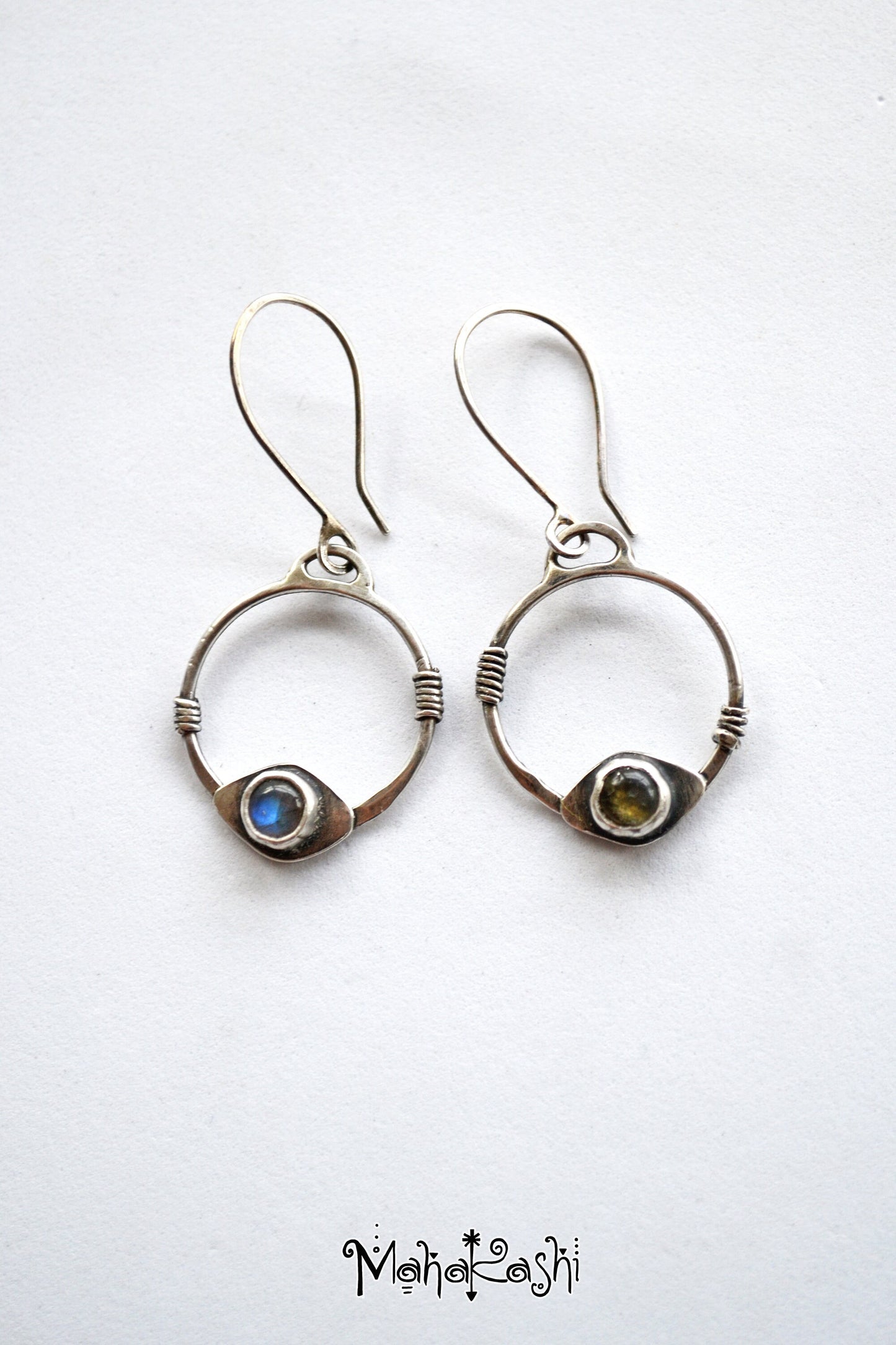 Dangle hoops with Labradorite