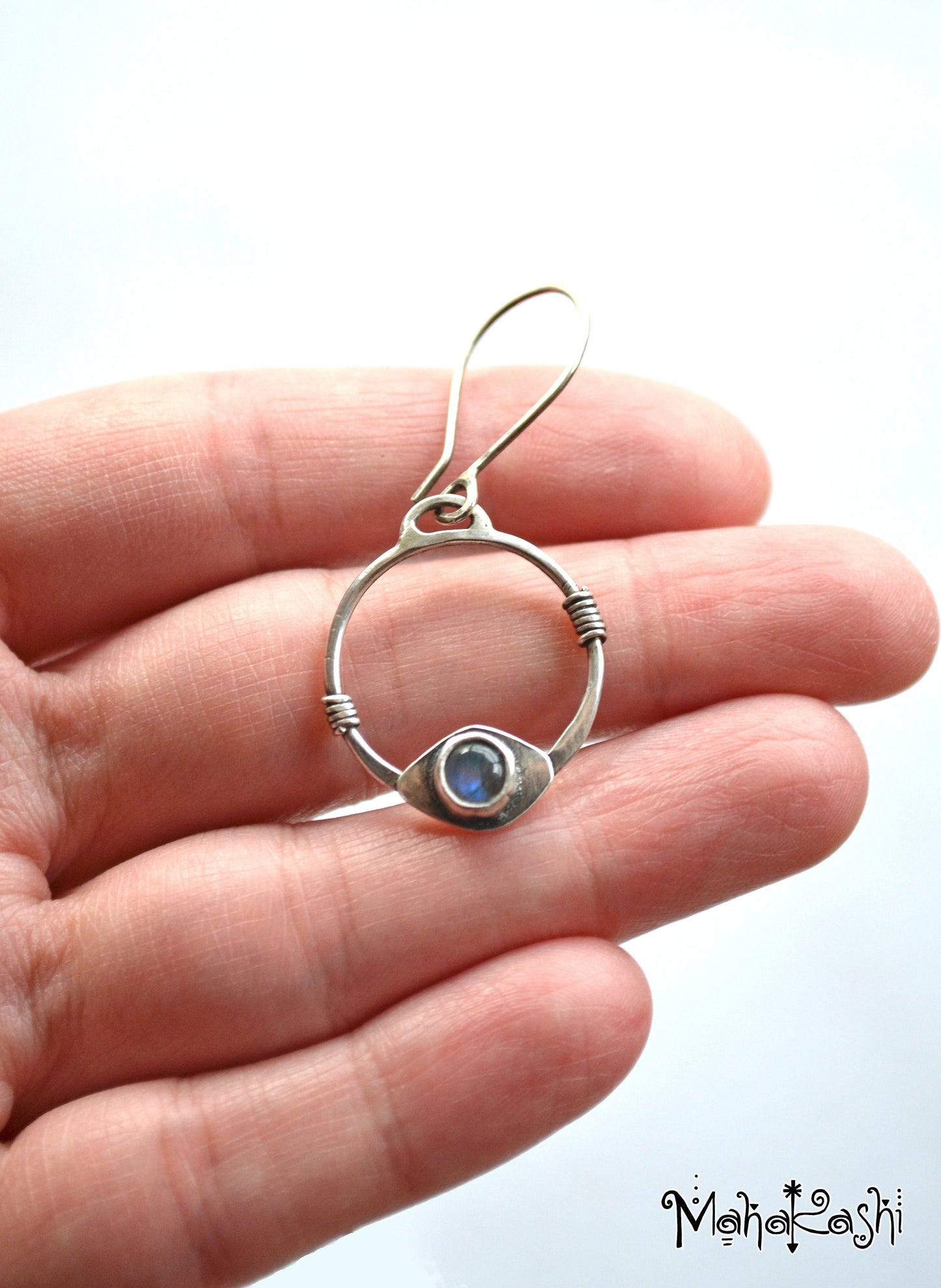 Dangle hoops with Labradorite