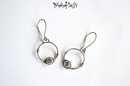 Dangle hoops with Labradorite