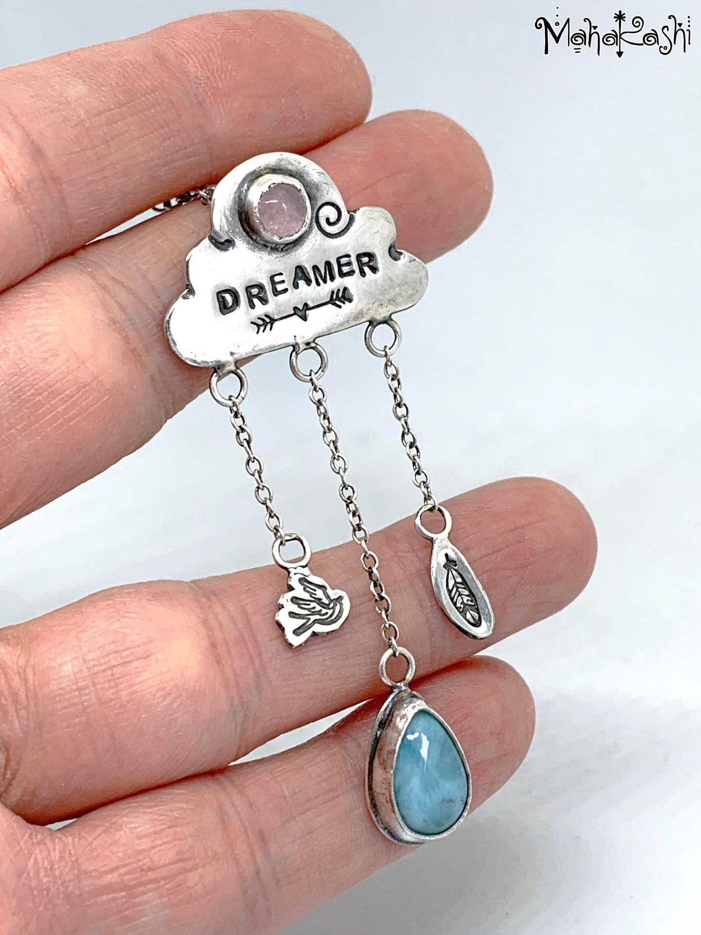 'Dreamer' pendant with Larimar and Chalcedony