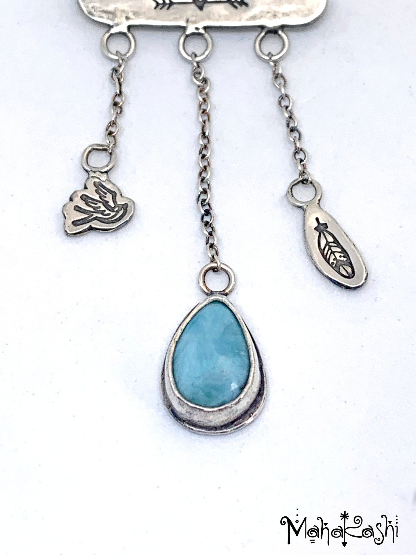 'Dreamer' pendant with Larimar and Chalcedony