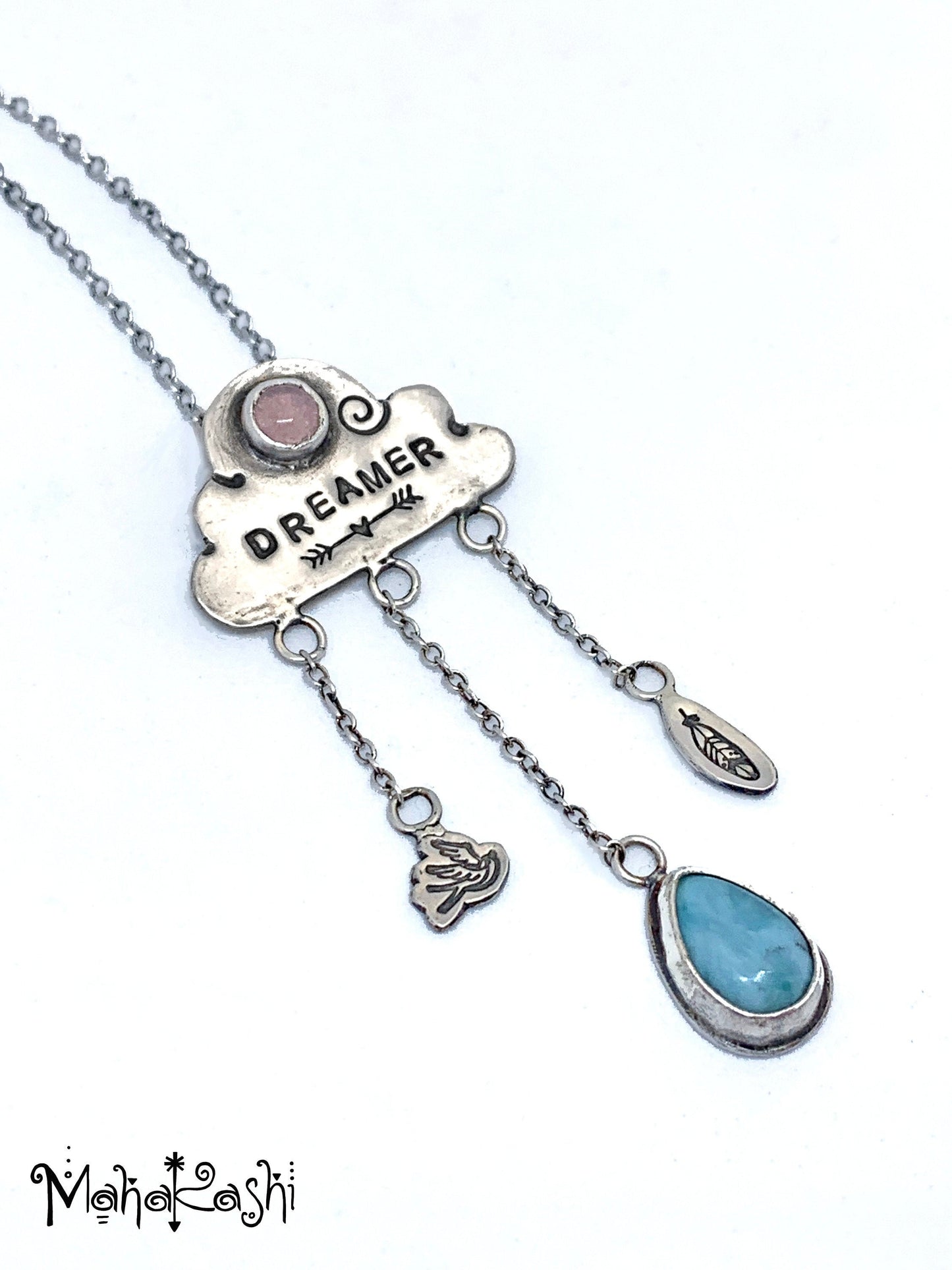 'Dreamer' pendant with Larimar and Chalcedony