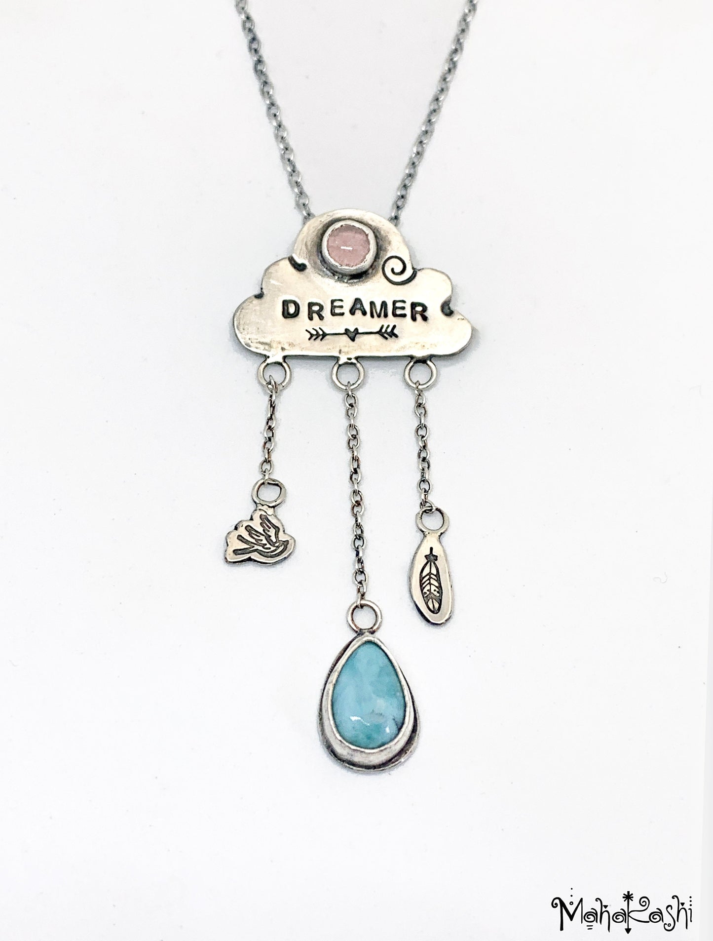 'Dreamer' pendant with Larimar and Chalcedony