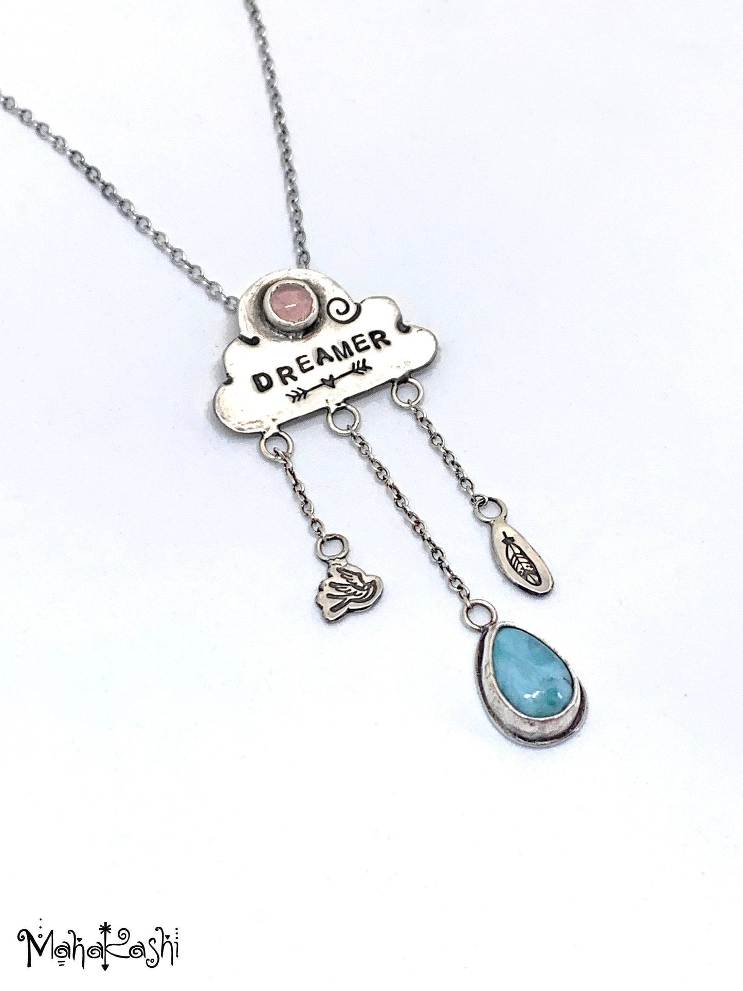 'Dreamer' pendant with Larimar and Chalcedony