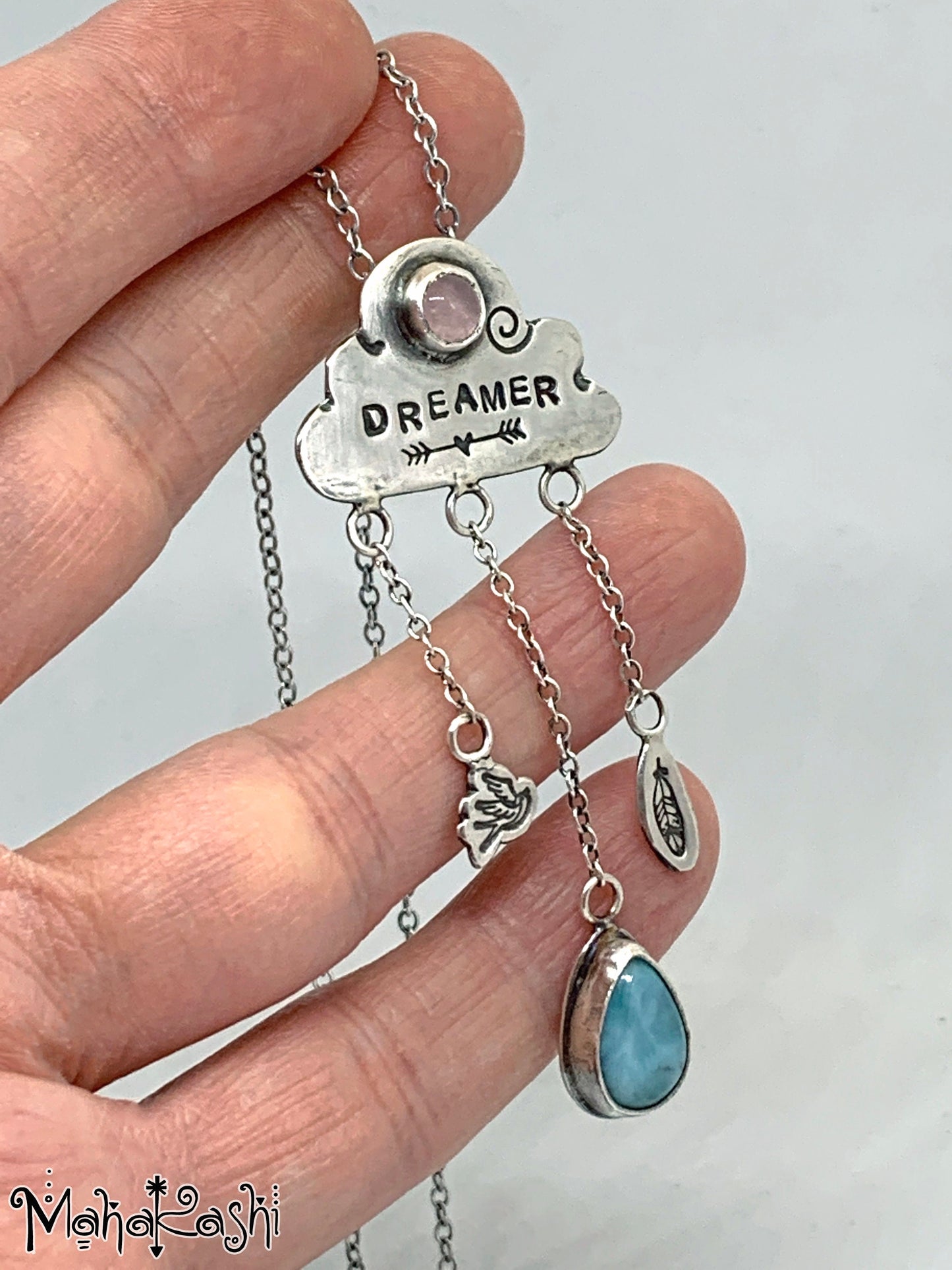 'Dreamer' pendant with Larimar and Chalcedony