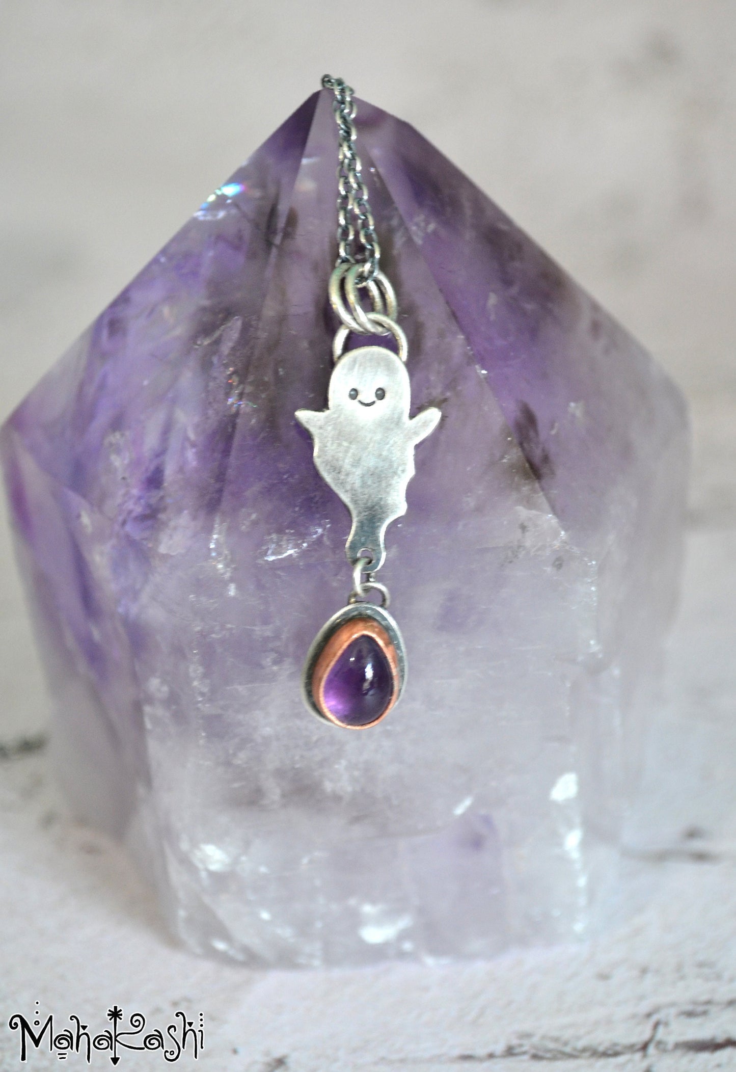 Little ghost pendant with Amethyst