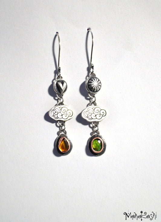 Cloud earrings with Tourmalines