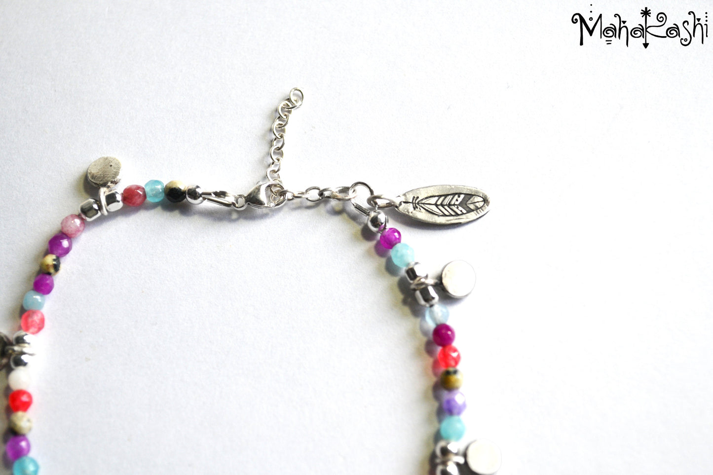 Bohemian dream bracelet with mixed dainty gemstone beads and sterling silver