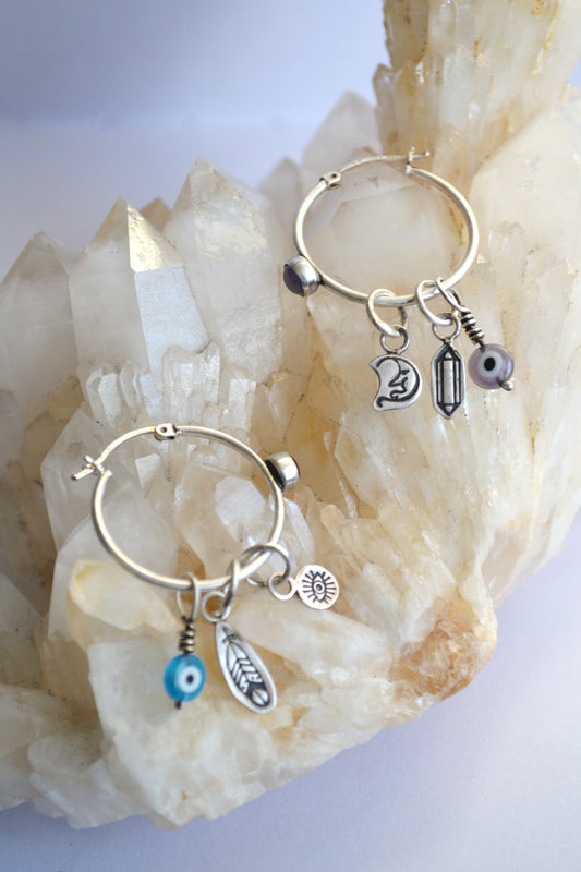 Charm hoops with Amethyst and Labradorite